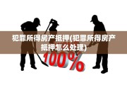 犯罪所得房产抵押(犯罪所得房产抵押怎么处理)