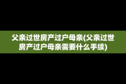 父亲过世房产过户母亲(父亲过世房产过户母亲需要什么手续)