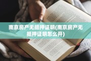 南京房产无抵押证明(南京房产无抵押证明怎么开)
