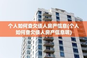 个人如何查欠债人房产信息(个人如何查欠债人房产信息呢)