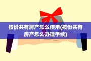 按份共有房产怎么使用(按份共有房产怎么办理手续)
