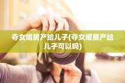 夺女婿房产给儿子(夺女婿房产给儿子可以吗)
