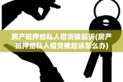 房产抵押给私人借贷被起诉(房产抵押给私人借贷被起诉怎么办)