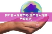 房产算人均财产吗(房产算人均财产吗知乎)