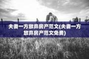 夫妻一方放弃房产范文(夫妻一方放弃房产范文免费)