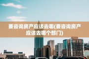要咨询房产应该去哪(要咨询房产应该去哪个部门)