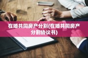 在婚共同房产分割(在婚共同房产分割协议书)
