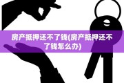 房产抵押还不了钱(房产抵押还不了钱怎么办)