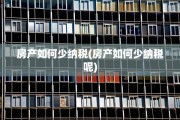 房产如何少纳税(房产如何少纳税呢)