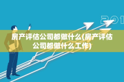 房产评估公司都做什么(房产评估公司都做什么工作)
