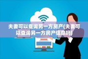 夫妻可以查询另一方房产(夫妻可以查询另一方房产信息吗)