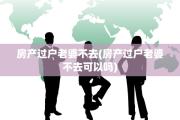 房产过户老婆不去(房产过户老婆不去可以吗)