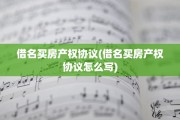 借名买房产权协议(借名买房产权协议怎么写)