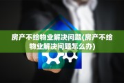 房产不给物业解决问题(房产不给物业解决问题怎么办)