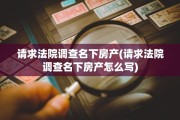 请求法院调查名下房产(请求法院调查名下房产怎么写)