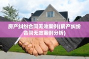 房产纠纷合同无效案例(房产纠纷合同无效案例分析)