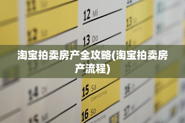 淘宝拍卖房产全攻略(淘宝拍卖房产流程)