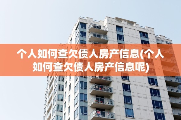 个人如何查欠债人房产信息(个人如何查欠债人房产信息呢)