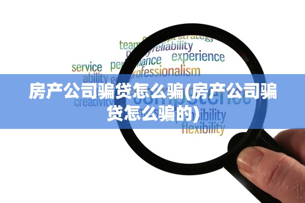 房产公司骗贷怎么骗(房产公司骗贷怎么骗的)