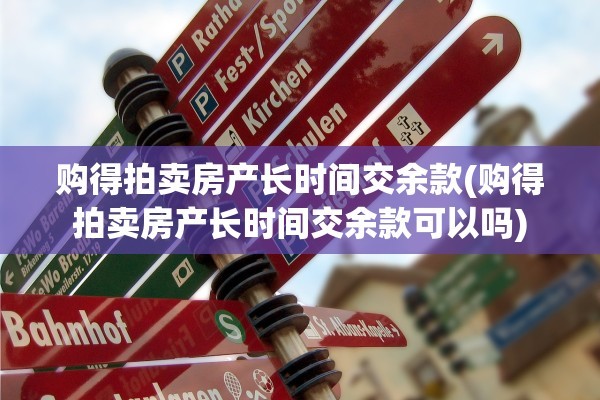 购得拍卖房产长时间交余款(购得拍卖房产长时间交余款可以吗)