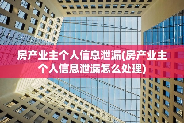 房产业主个人信息泄漏(房产业主个人信息泄漏怎么处理)