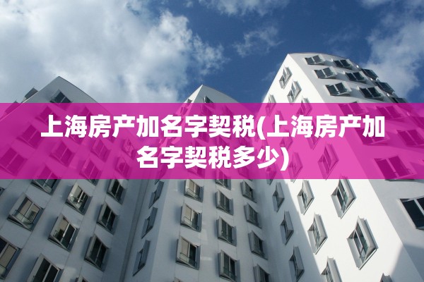 上海房产加名字契税(上海房产加名字契税多少)