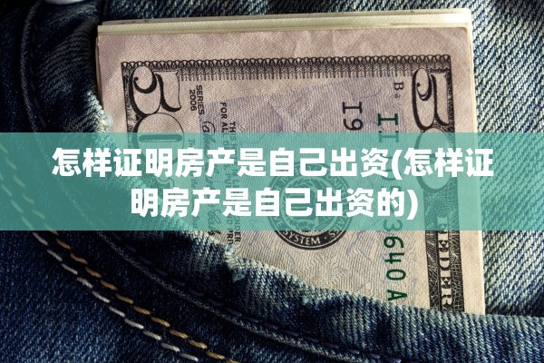 怎样证明房产是自己出资(怎样证明房产是自己出资的)