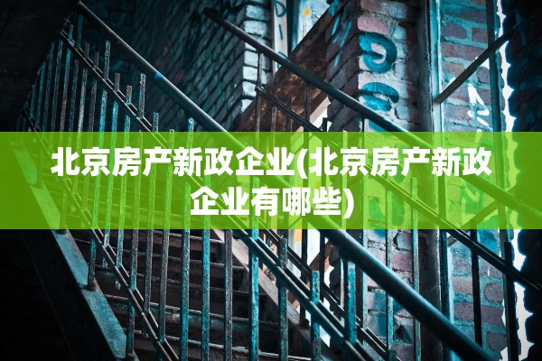 北京房产新政企业(北京房产新政企业有哪些)