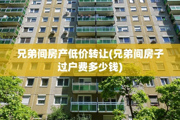 兄弟间房产低价转让(兄弟间房子过户费多少钱)