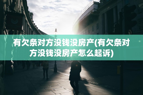 有欠条对方没钱没房产(有欠条对方没钱没房产怎么起诉)