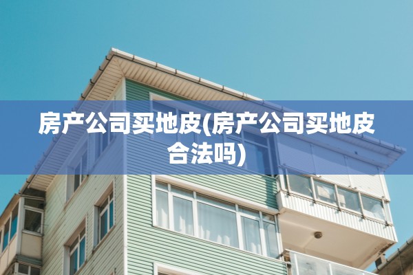 房产公司买地皮(房产公司买地皮合法吗)
