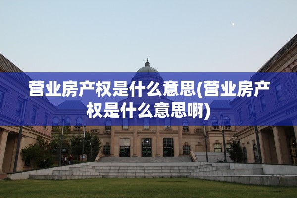 营业房产权是什么意思(营业房产权是什么意思啊)