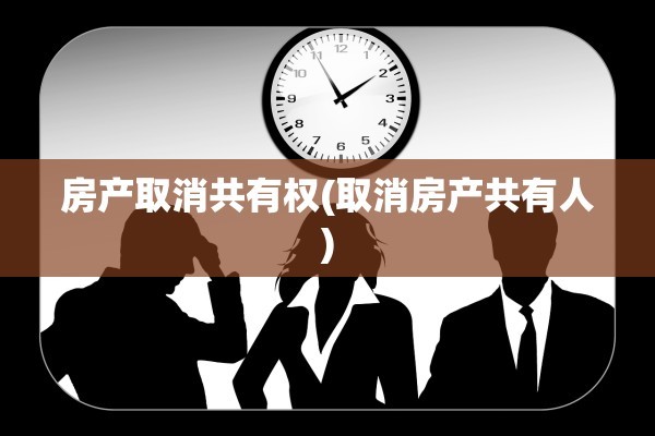 房产取消共有权(取消房产共有人)