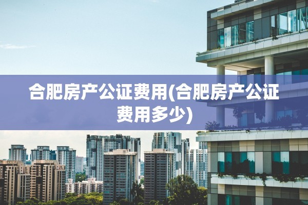 合肥房产公证费用(合肥房产公证费用多少)