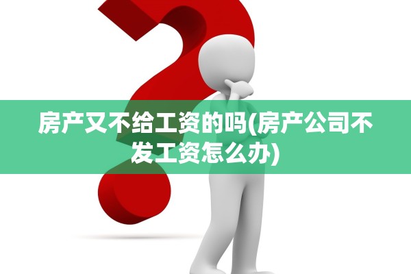 房产又不给工资的吗(房产公司不发工资怎么办)