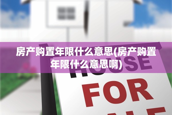 房产购置年限什么意思(房产购置年限什么意思啊)
