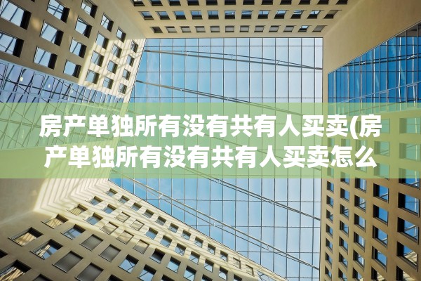 房产单独所有没有共有人买卖(房产单独所有没有共有人买卖怎么查)