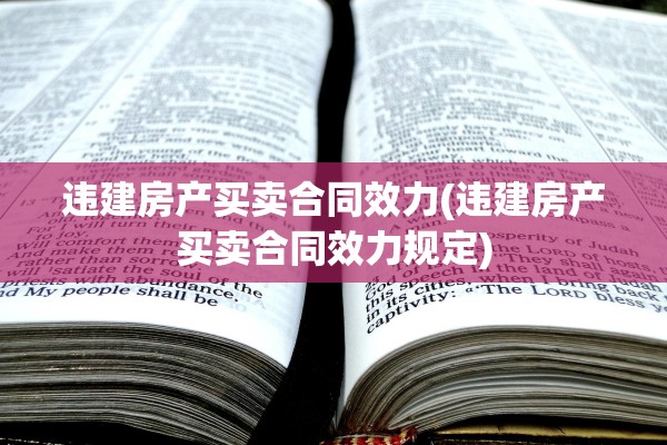 违建房产买卖合同效力(违建房产买卖合同效力规定)