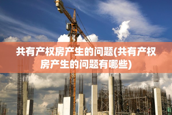 共有产权房产生的问题(共有产权房产生的问题有哪些)