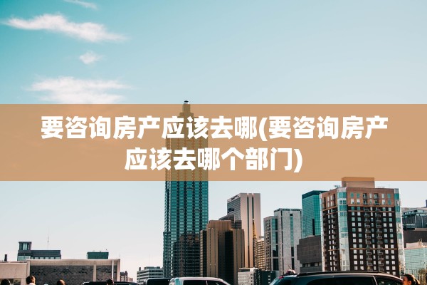 要咨询房产应该去哪(要咨询房产应该去哪个部门)