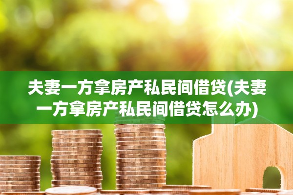 夫妻一方拿房产私民间借贷(夫妻一方拿房产私民间借贷怎么办)