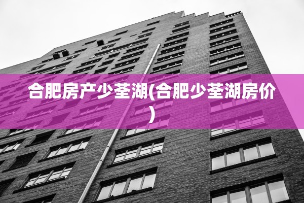 合肥房产少荃湖(合肥少荃湖房价)