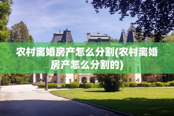 农村离婚房产怎么分割(农村离婚房产怎么分割的)