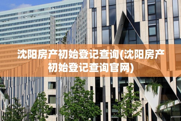 沈阳房产初始登记查询(沈阳房产初始登记查询官网)