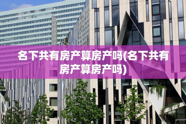 名下共有房产算房产吗(名下共有房产算房产吗)