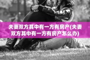 夫妻双方其中有一方有房产(夫妻双方其中有一方有房产怎么办)