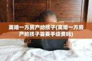 离婚一方房产给孩子(离婚一方房产给孩子需要手续费吗)