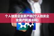 个人独资企业房产税(个人独资企业房产税减半吗)