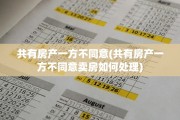 共有房产一方不同意(共有房产一方不同意卖房如何处理)