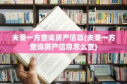 夫妻一方查询房产信息(夫妻一方查询房产信息怎么查)